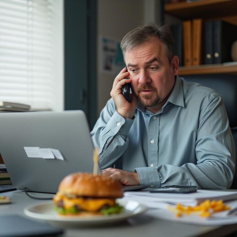 Wer im Beruf viel Stress hat und nebenbei ungesund isst, verliert auch überflüssige Kilos deutlich schwerer.